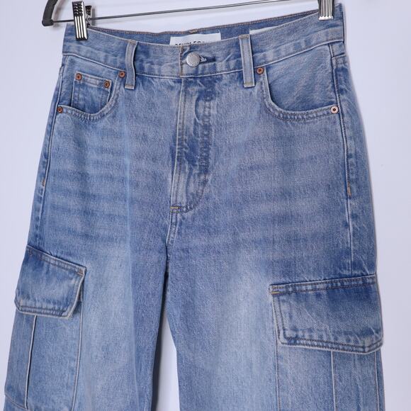 DENIM FORUM The Farrah Hi-Rise Cargo Jean 7 Yrs Bleu Taboo Wide Leg Women's 24 - Picture 5 of 16